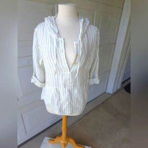 C &C California.   Striped White Hooded Women's Top 288